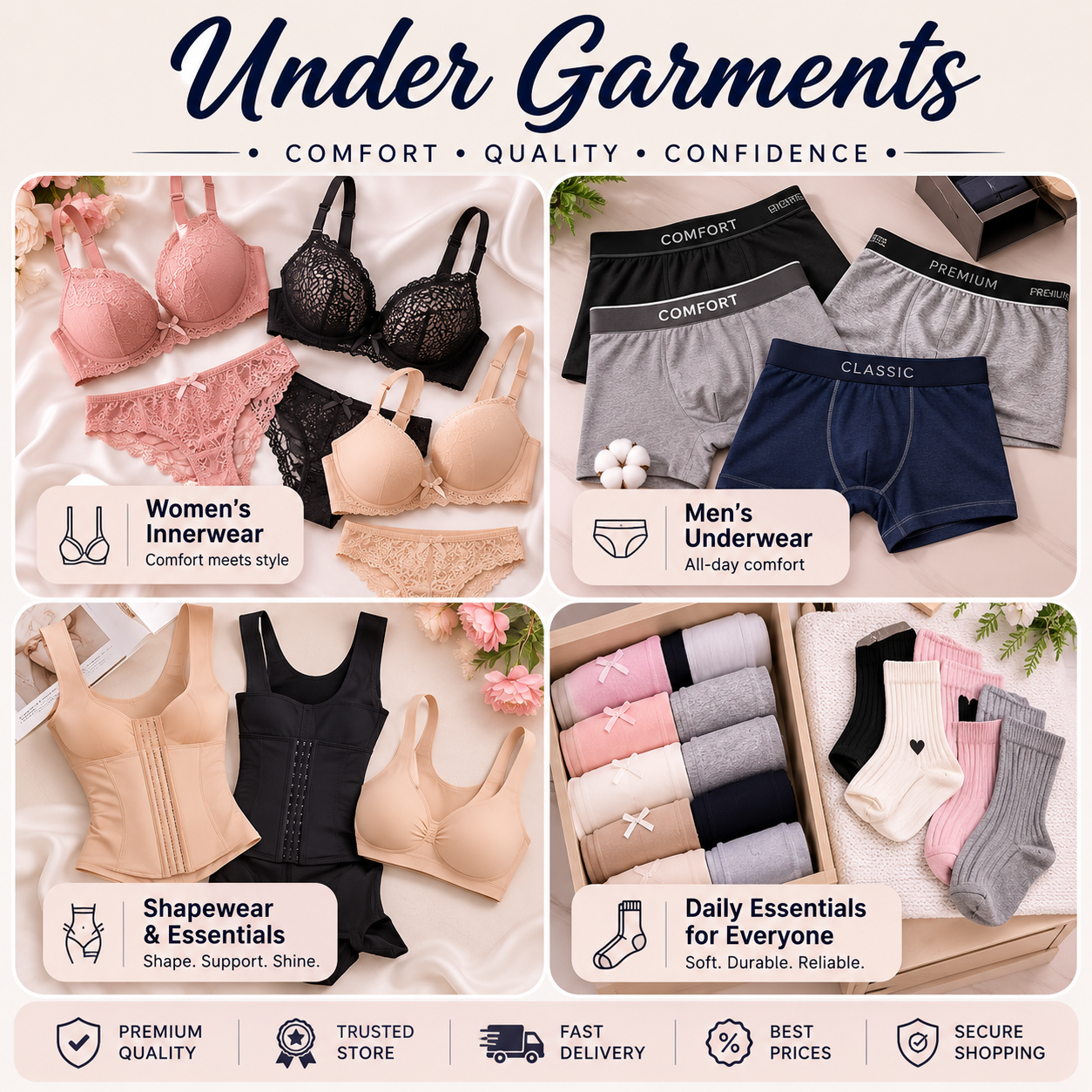 Undergarments<br> & Apparel <br>➔