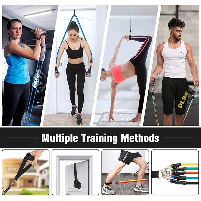 11-Piece Resistance Band Set – Adjustable Full Body Workout Bands with Handles, Ankle Straps & Door Anchor