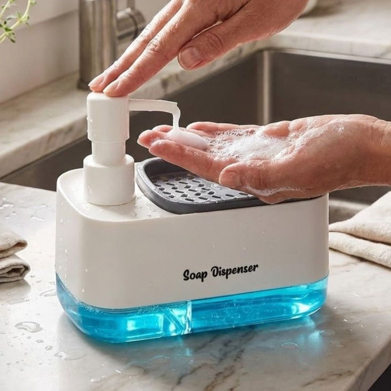 2-in-1 Dishwashing Soap Pump Dispenser with Sponge Tray Organizer