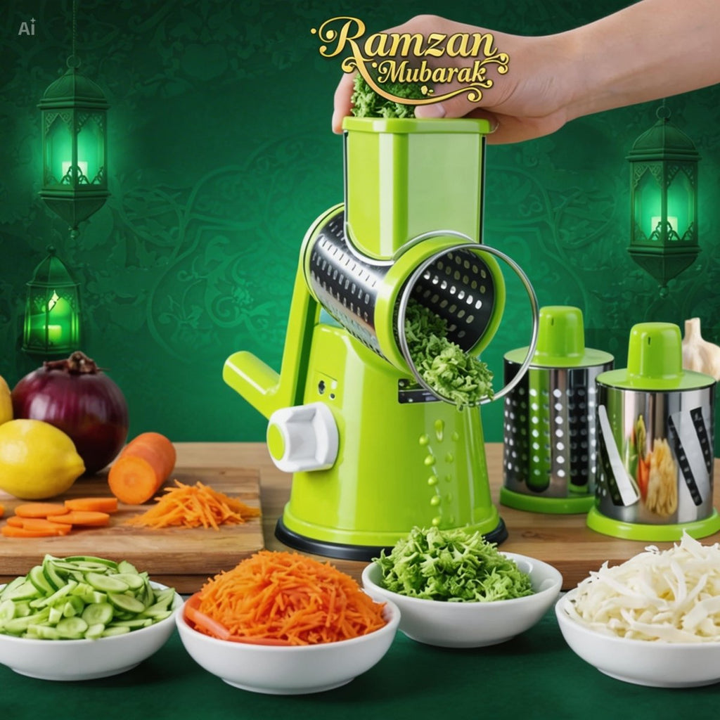 3 in 1 Vegetable Cutter – Multifunctional Rotary Drum Slicer, Cheese Grater & Peeler
