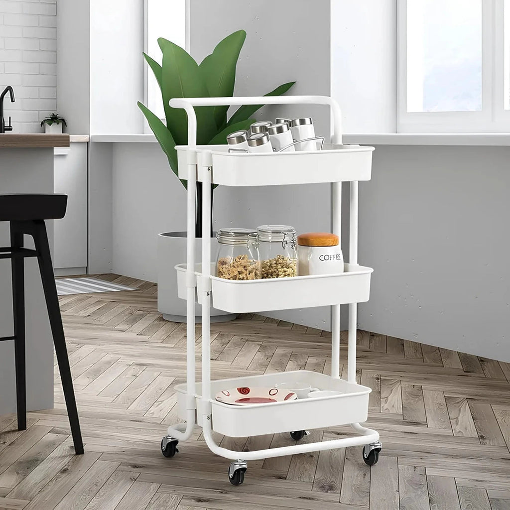 3-Tier Metal Rolling Storage Cart - Multipurpose Organizer