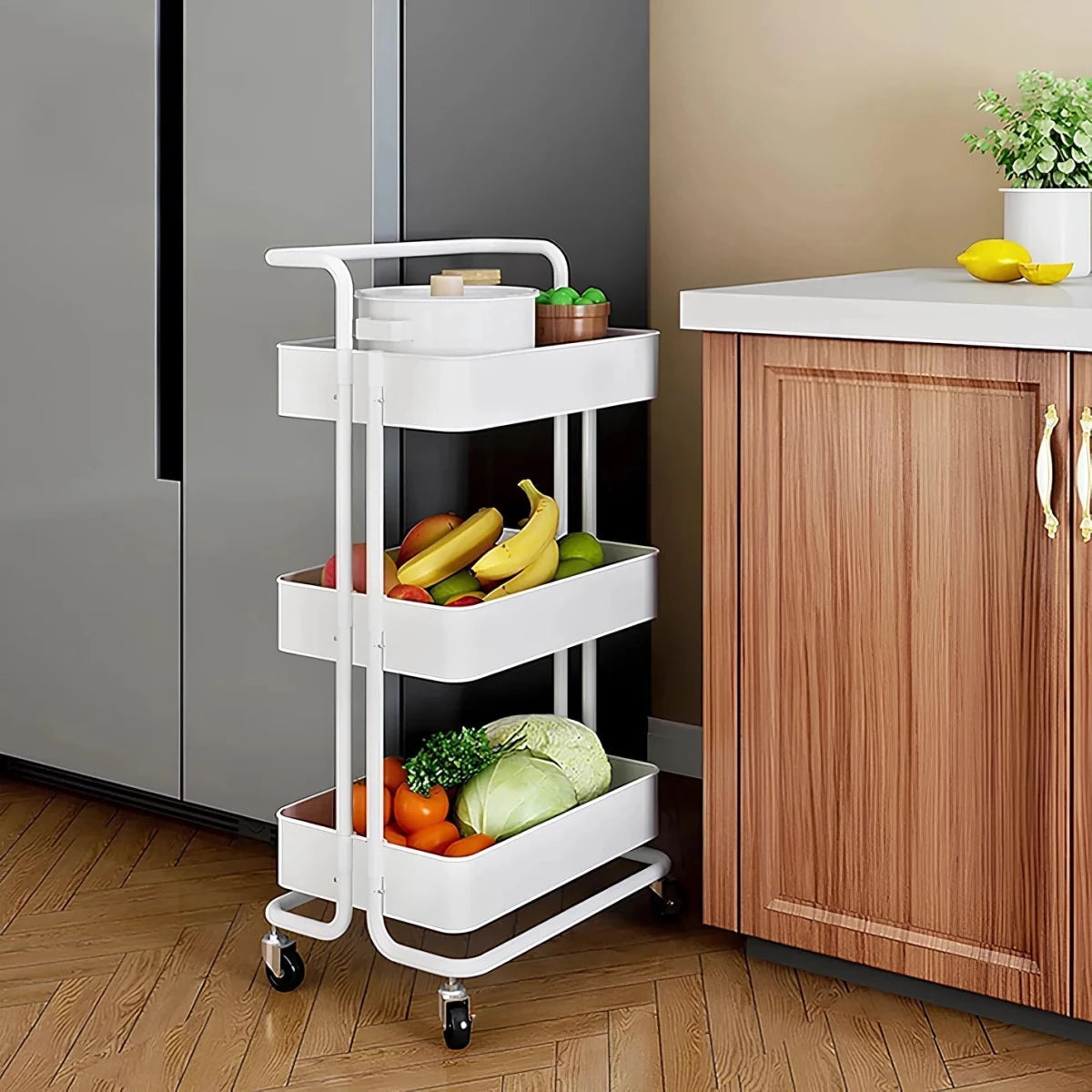 3-Tier Metal Rolling Storage Cart - Multipurpose Organizer