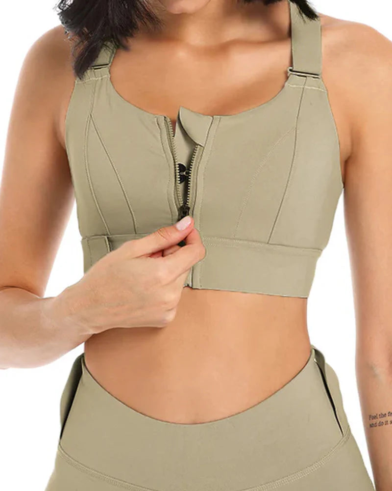 High Impact,A+ Quality, Ultimate Comfort, Sports Bra, Zipper