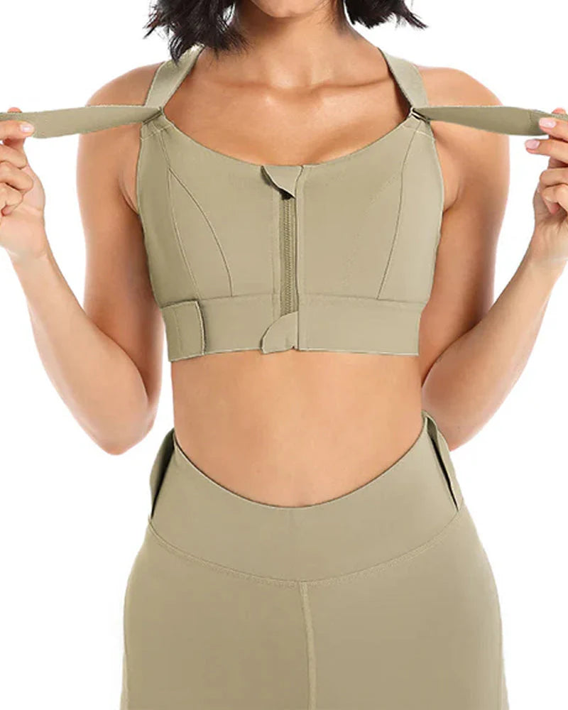 High Impact,A+ Quality, Ultimate Comfort, Sports Bra, Zipper