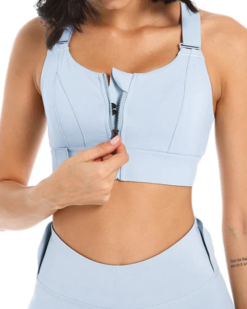 High Impact,A+ Quality, Ultimate Comfort, Sports Bra, Zipper