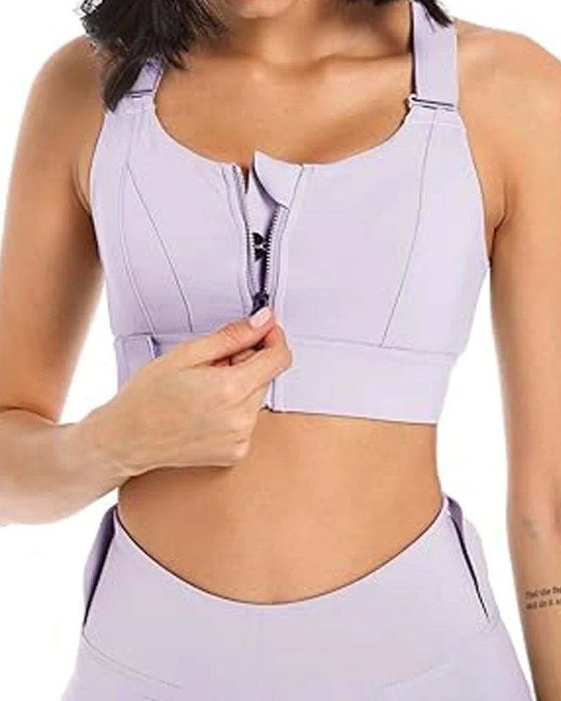 High Impact,A+ Quality, Ultimate Comfort, Sports Bra, Zipper