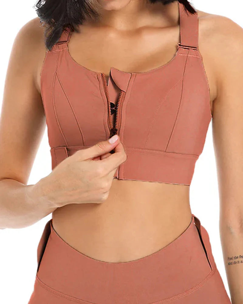 High Impact,A+ Quality, Ultimate Comfort, Sports Bra, Zipper