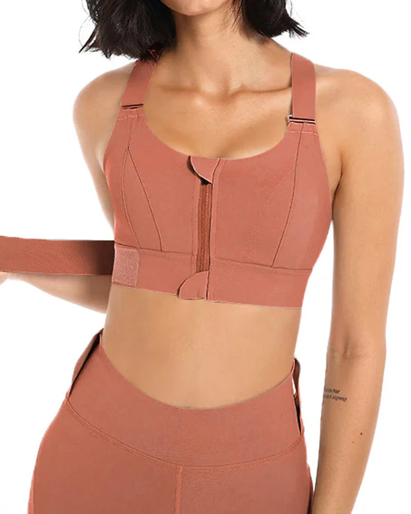 High Impact,A+ Quality, Ultimate Comfort, Sports Bra, Zipper