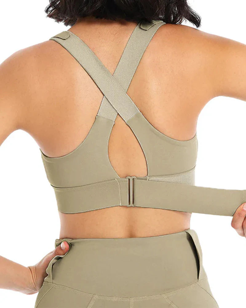 High Impact,A+ Quality, Ultimate Comfort, Sports Bra, Zipper