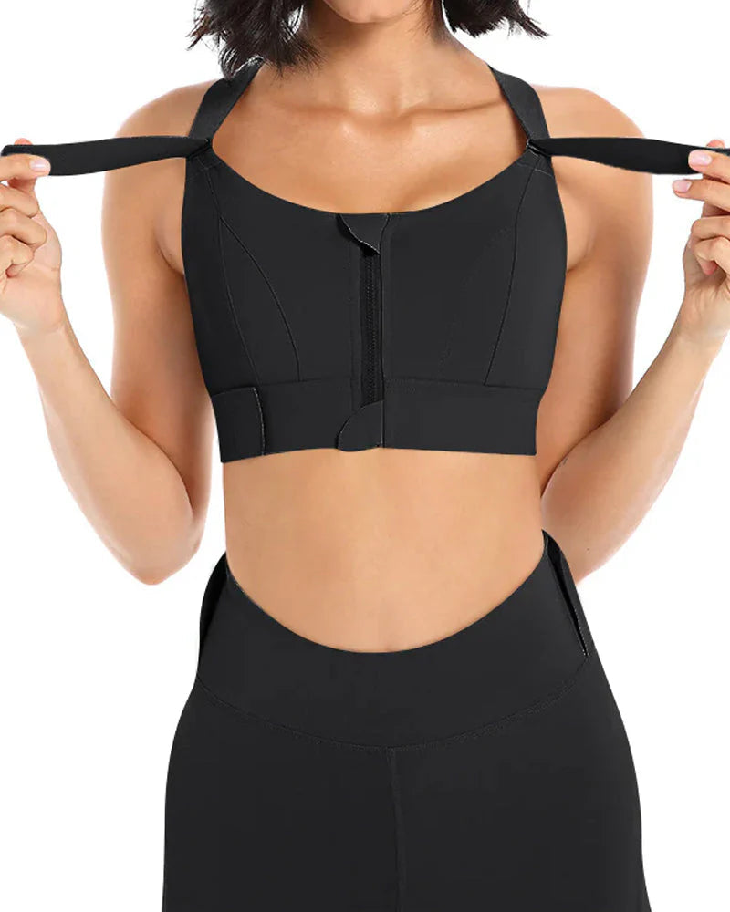 High Impact,A+ Quality, Ultimate Comfort, Sports Bra, Zipper
