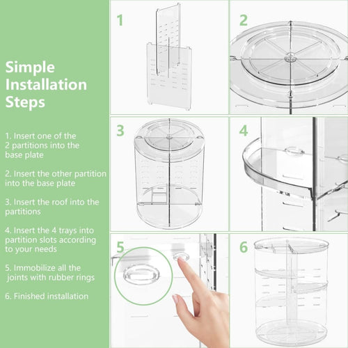 360° Rotating Acrylic Makeup Organizer Stand – Multi-Layer Cosmetic Storage
