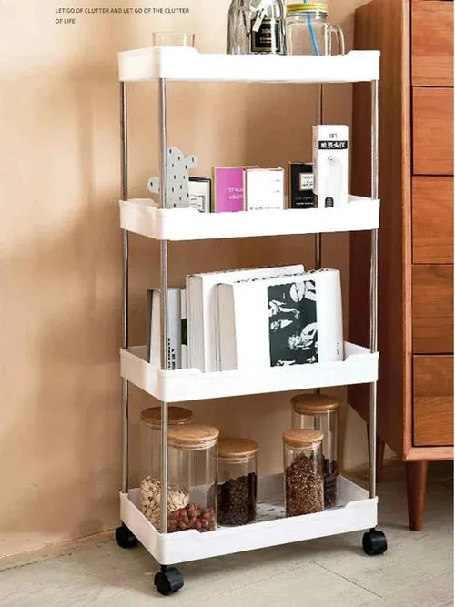 4-Tier Slim Rolling Storage Trolley - Organizer Rack Pakistan