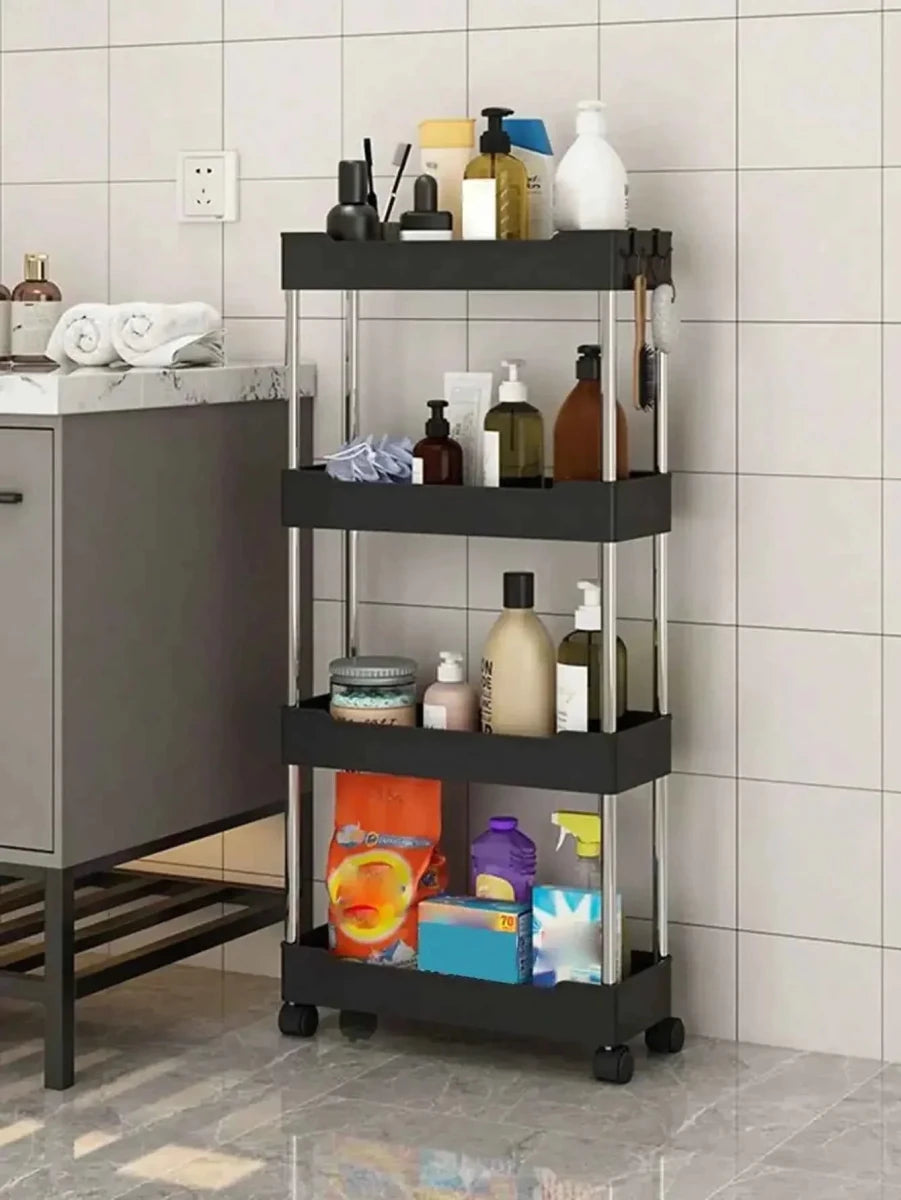 4-Tier Slim Rolling Storage Trolley - Organizer Rack Pakistan