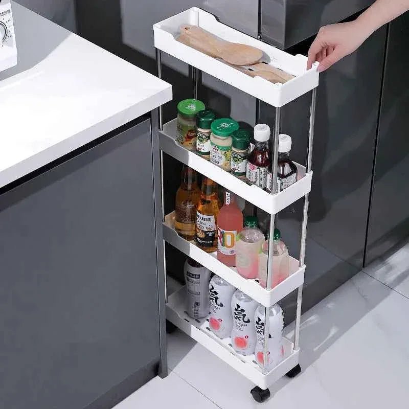 4-Tier Slim Rolling Storage Trolley - Organizer Rack Pakistan