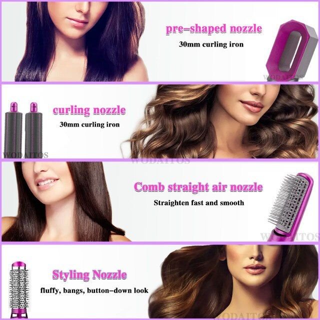 5 in 1 Hair Dryer & Styler – Hot Air Brush with Interchangeable Attachments
