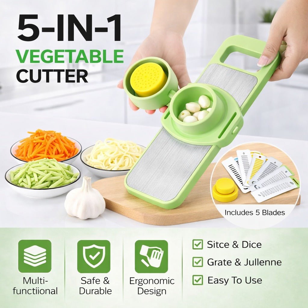 5 in 1 Vegetable Slicer – Multi‑Function Kitchen Cutter with Interchangeable Blades