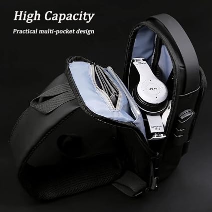 Anti-Theft Crossbody Sling Bag with USB Charging