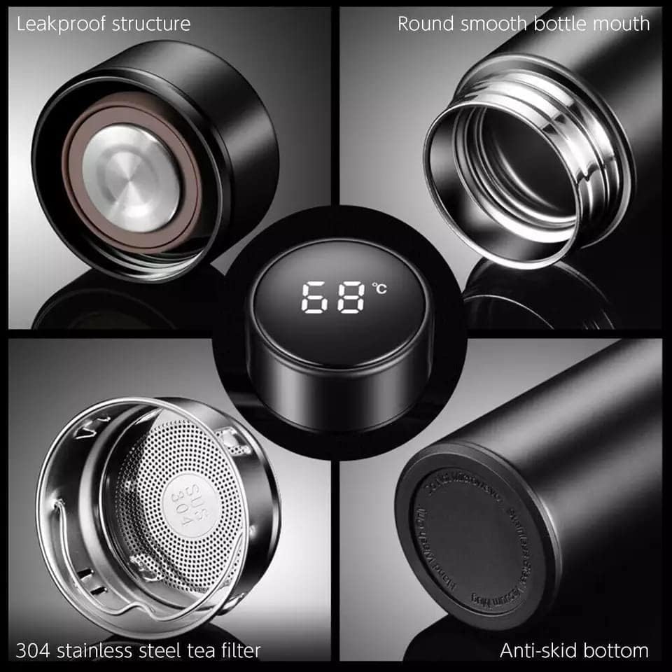 Smart Water Bottle with LED Temperature Display – Stainless Steel Flask – 500ML