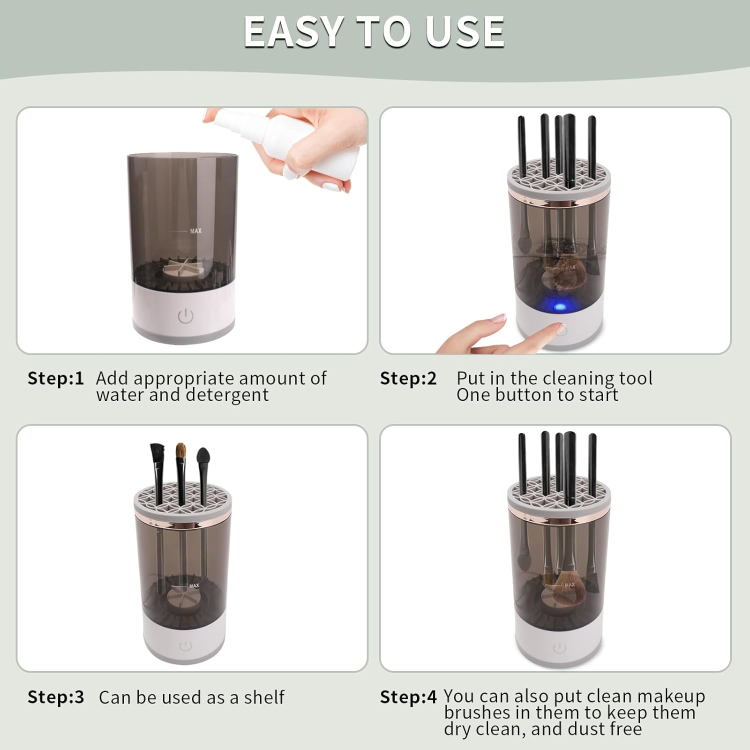 Electric Makeup Brush Cleaner Machine USB Automatic Cosmetic Brush Washer & Dryer