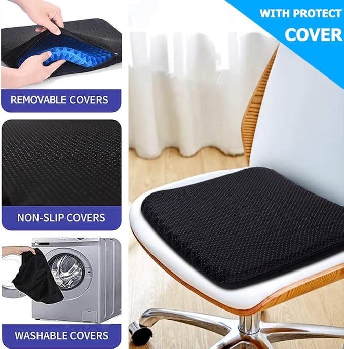 Gel Seat Cushion for Long Sitting | Orthopedic Honeycomb Cushion for Office, Car & Home