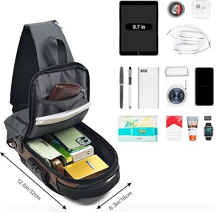 Anti-Theft Crossbody Sling Bag with USB Charging