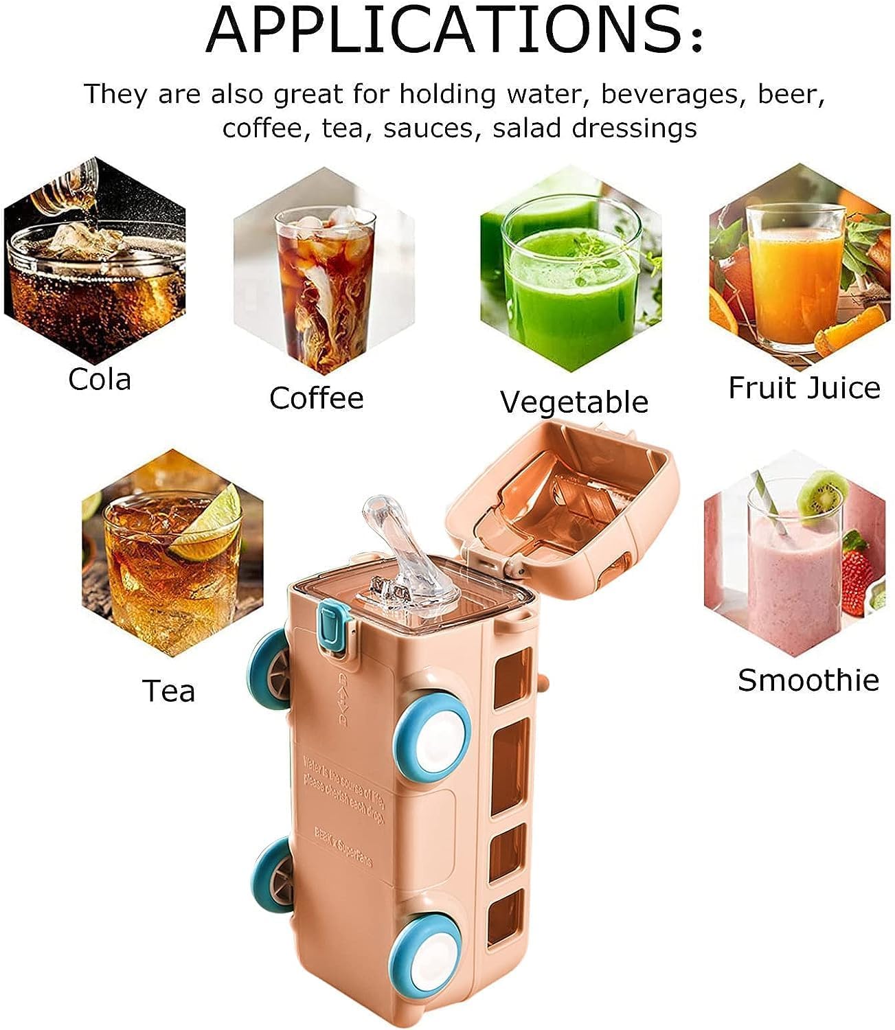 Bus Shape Water Bottle for Kids 500ML – Leakproof Straw Bottle with Carry Strap