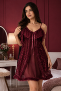 Luxe Fur Lace Nighty Soft Mesh Women's Sleepwear