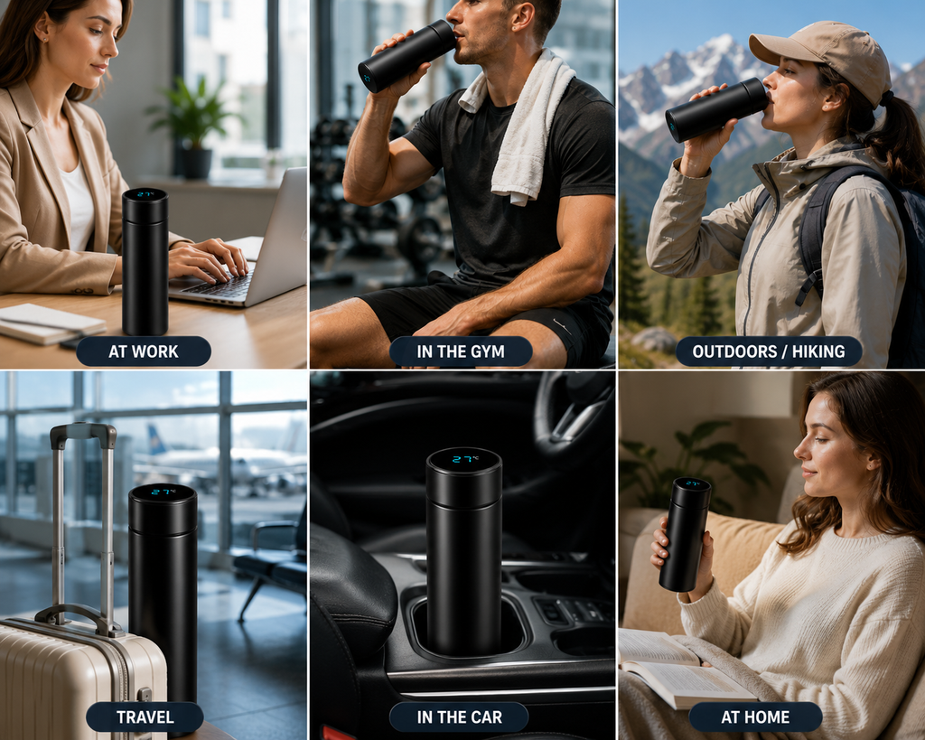 Smart Water Bottle with LED Temperature Display – Stainless Steel Flask – 500ML