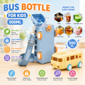 Bus Shape Water Bottle for Kids 500ML – Leakproof Straw Bottle with Carry Strap