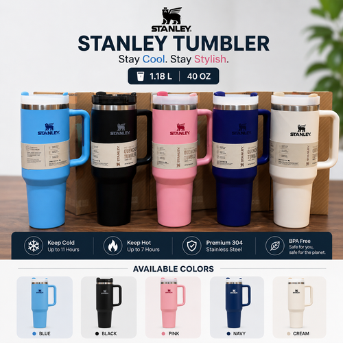40oz / 1.18L Stainless Steel Vacuum Insulated Tumbler with Handle & Straw