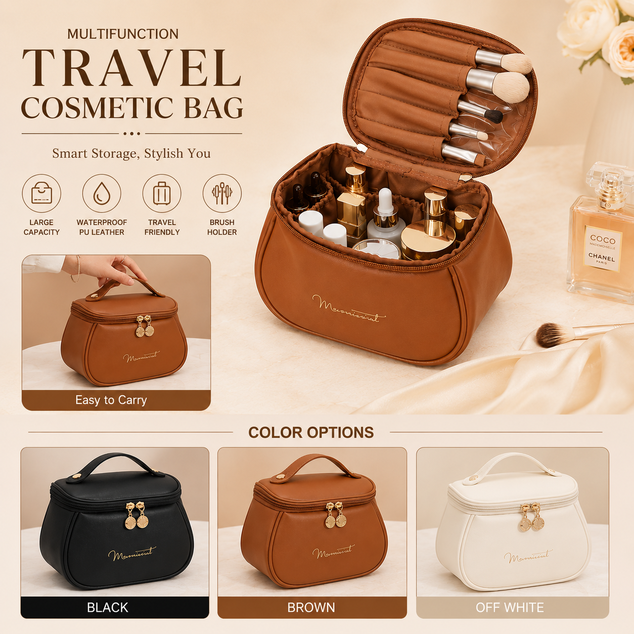 Multifunction Travel Cosmetic Bag – Large Capacity Waterproof Makeup & Toiletry Organizer for Women
