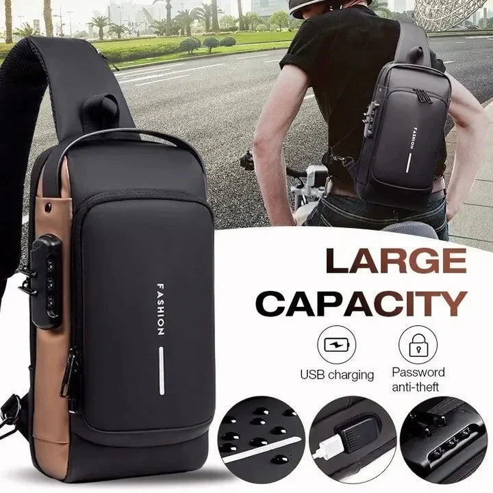 Anti-Theft Crossbody Sling Bag with USB Charging