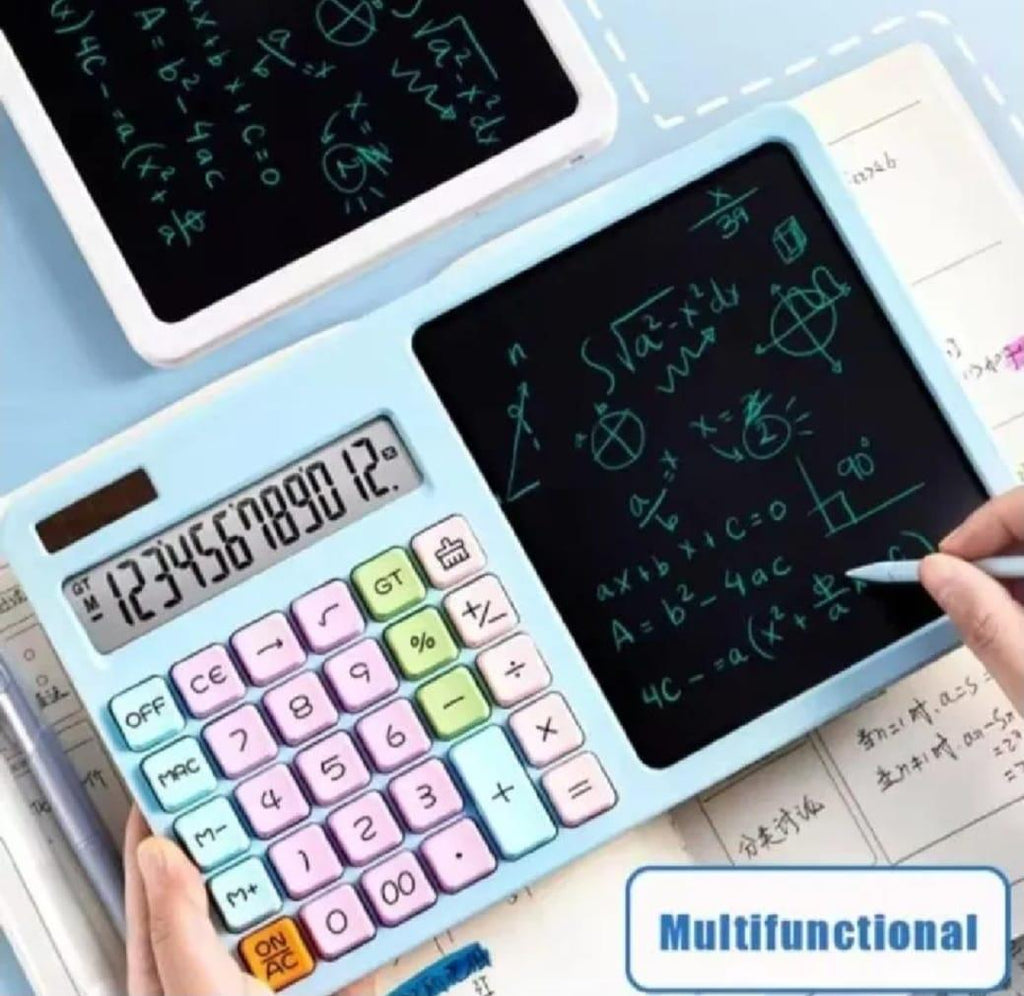 Multifunctional 12-Digit Calculator with LCD Writing Tablet – 2 in 1 Study Tool