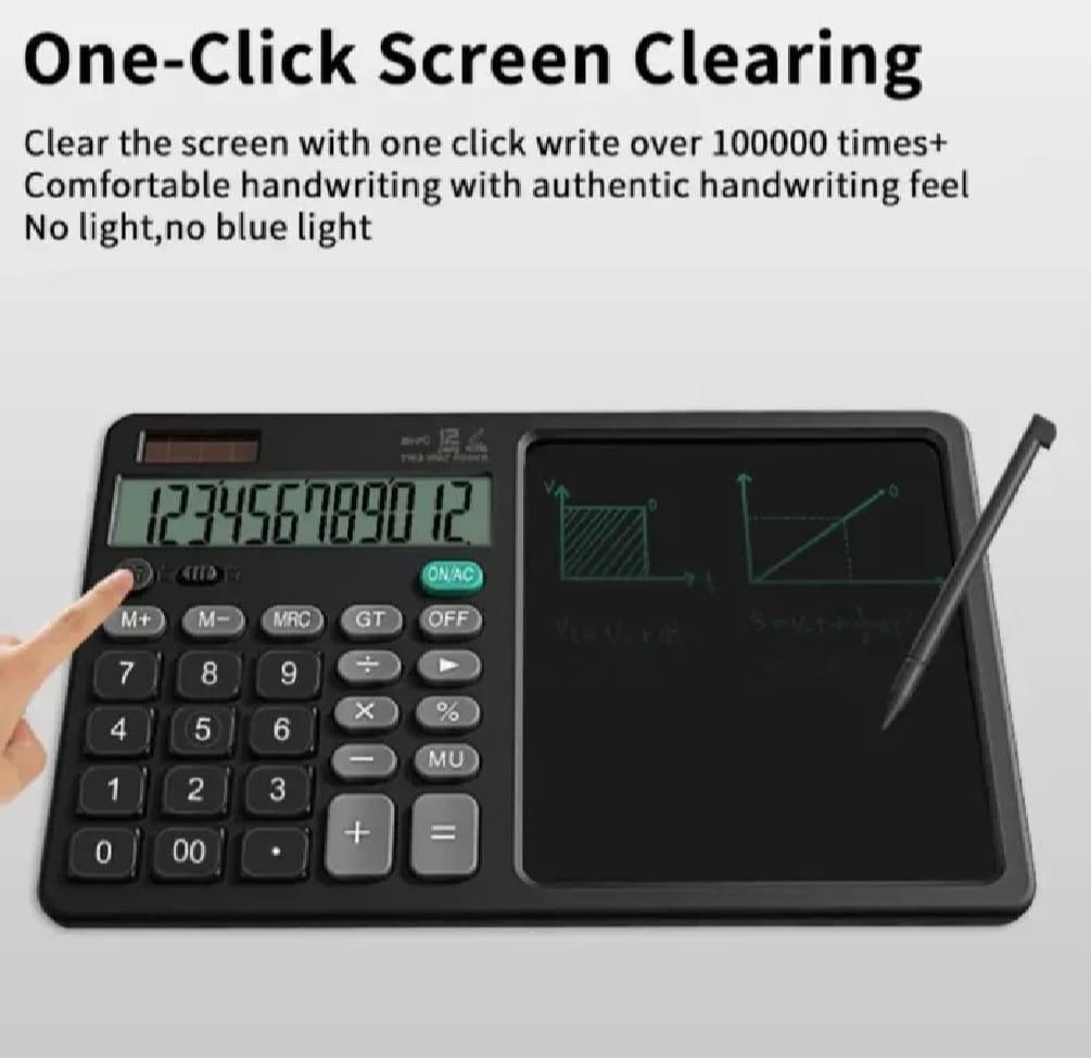 Multifunctional 12-Digit Calculator with LCD Writing Tablet – 2 in 1 Study Tool