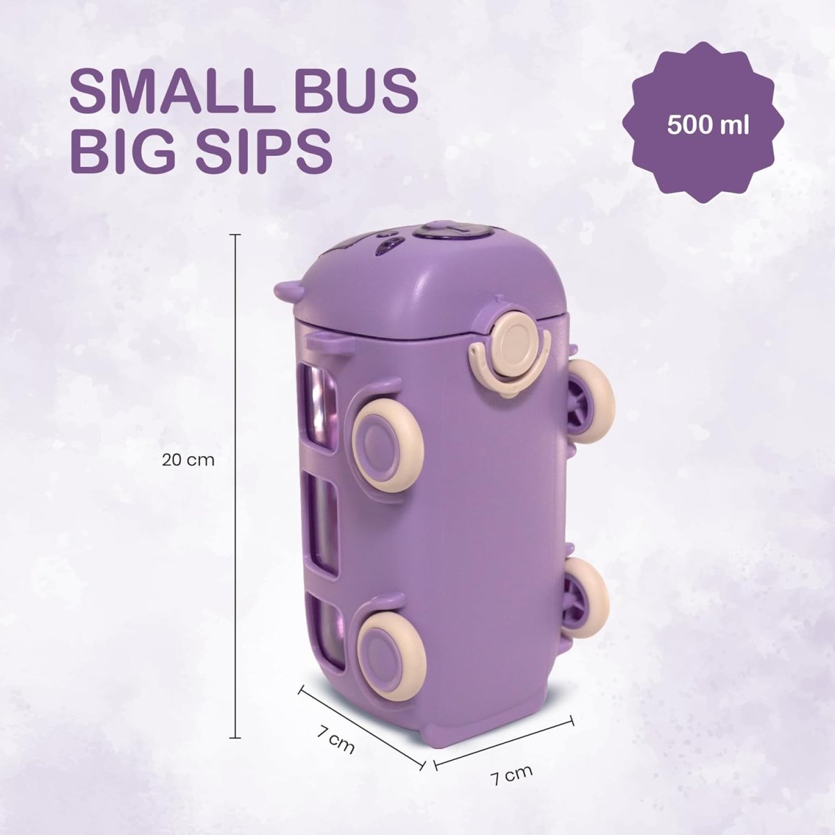 Bus Shape Water Bottle for Kids 500ML – Leakproof Straw Bottle with Carry Strap