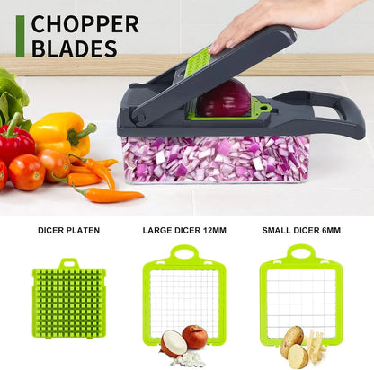 A.Q Multifunctional 12 in 1 Nicer Dicer Vegetable Cutter – Veggie Chopper, Slicer & Grater