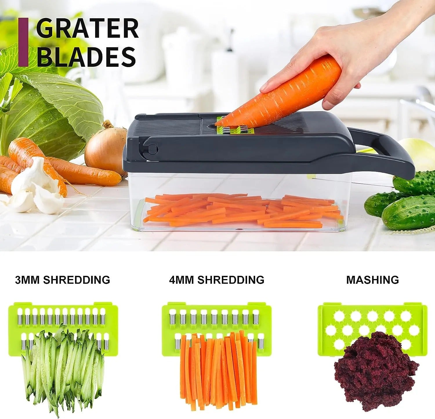 A.Q Multifunctional 12 in 1 Nicer Dicer Vegetable Cutter – Veggie Chopper, Slicer & Grater