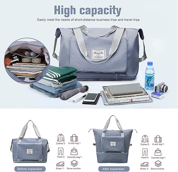 Extendable Travel Bag – Large Capacity Foldable Waterproof Luggage Bag with Dry & Wet Separation