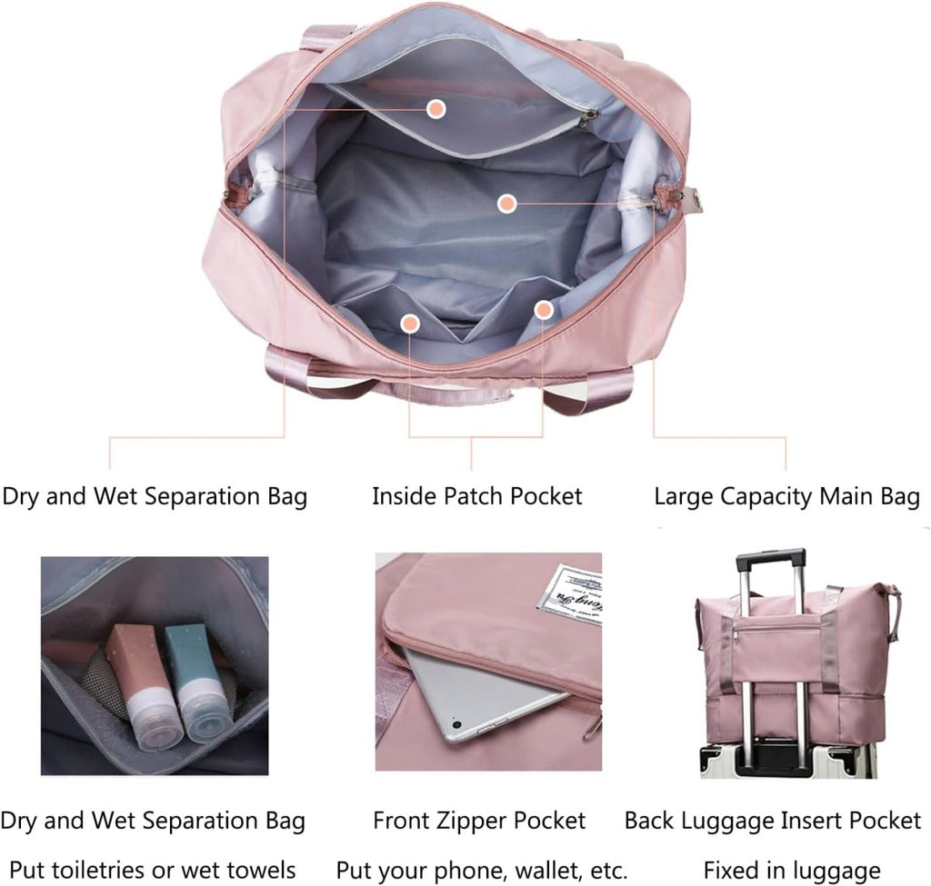 Extendable Travel Bag – Large Capacity Foldable Waterproof Luggage Bag with Dry & Wet Separation