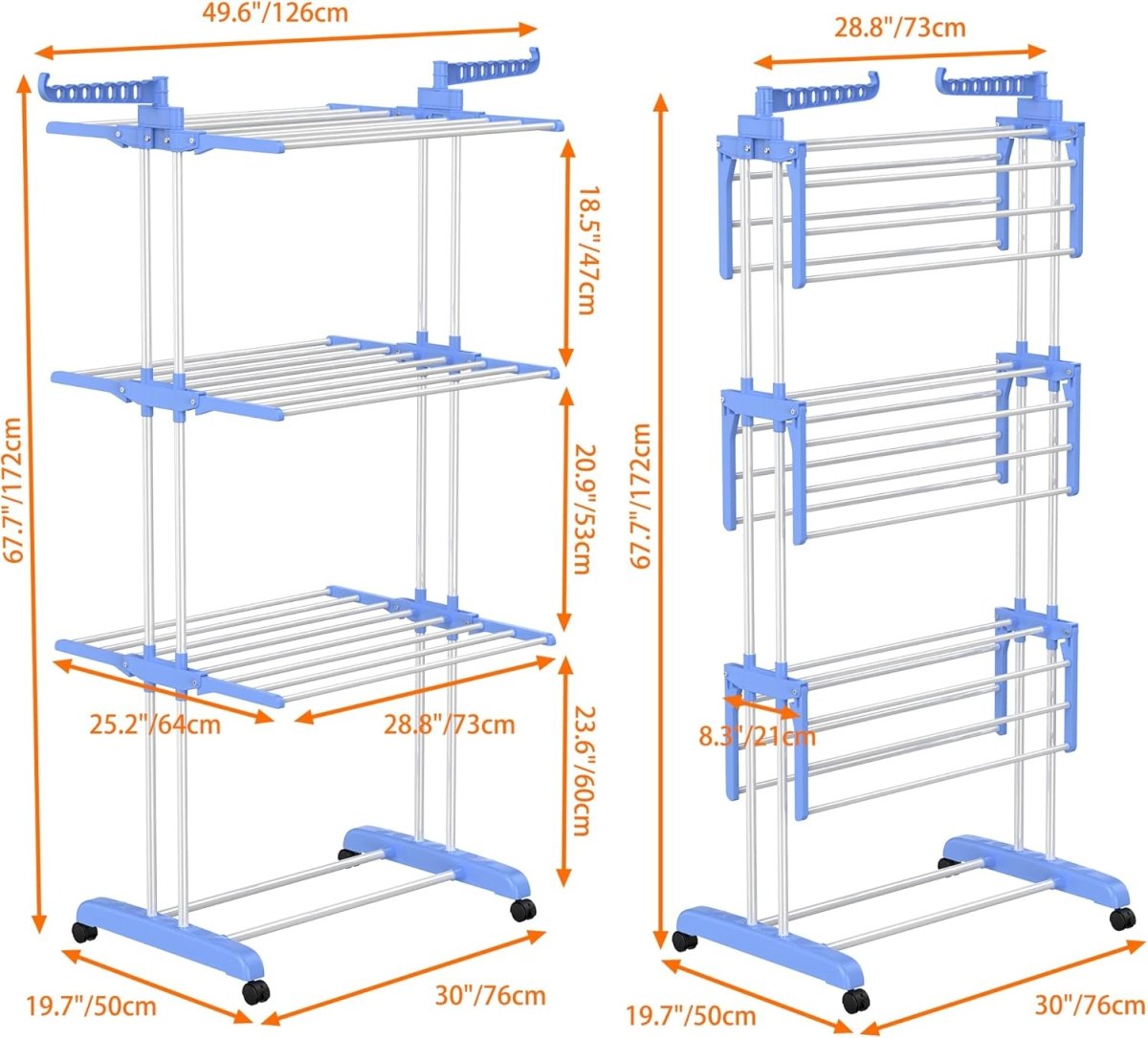 Foldable Clothes Drying Rack with Wheels | Multi-Layer Laundry Stand | Space Saving Clothes Dryer Pakistan