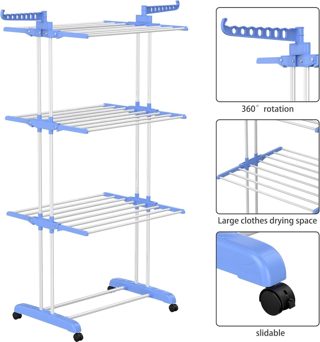 Foldable Clothes Drying Rack with Wheels | Multi-Layer Laundry Stand | Space Saving Clothes Dryer Pakistan