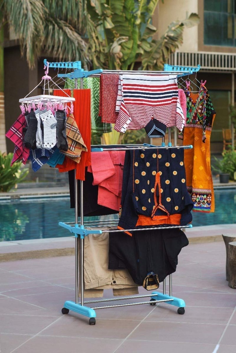 Foldable Clothes Drying Rack with Wheels | Multi-Layer Laundry Stand | Space Saving Clothes Dryer Pakistan