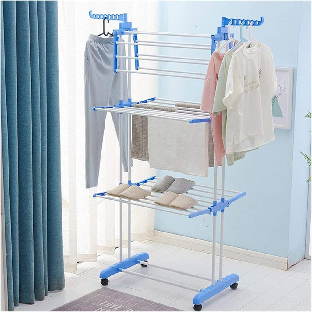 Foldable Clothes Drying Rack with Wheels | Multi-Layer Laundry Stand | Space Saving Clothes Dryer Pakistan