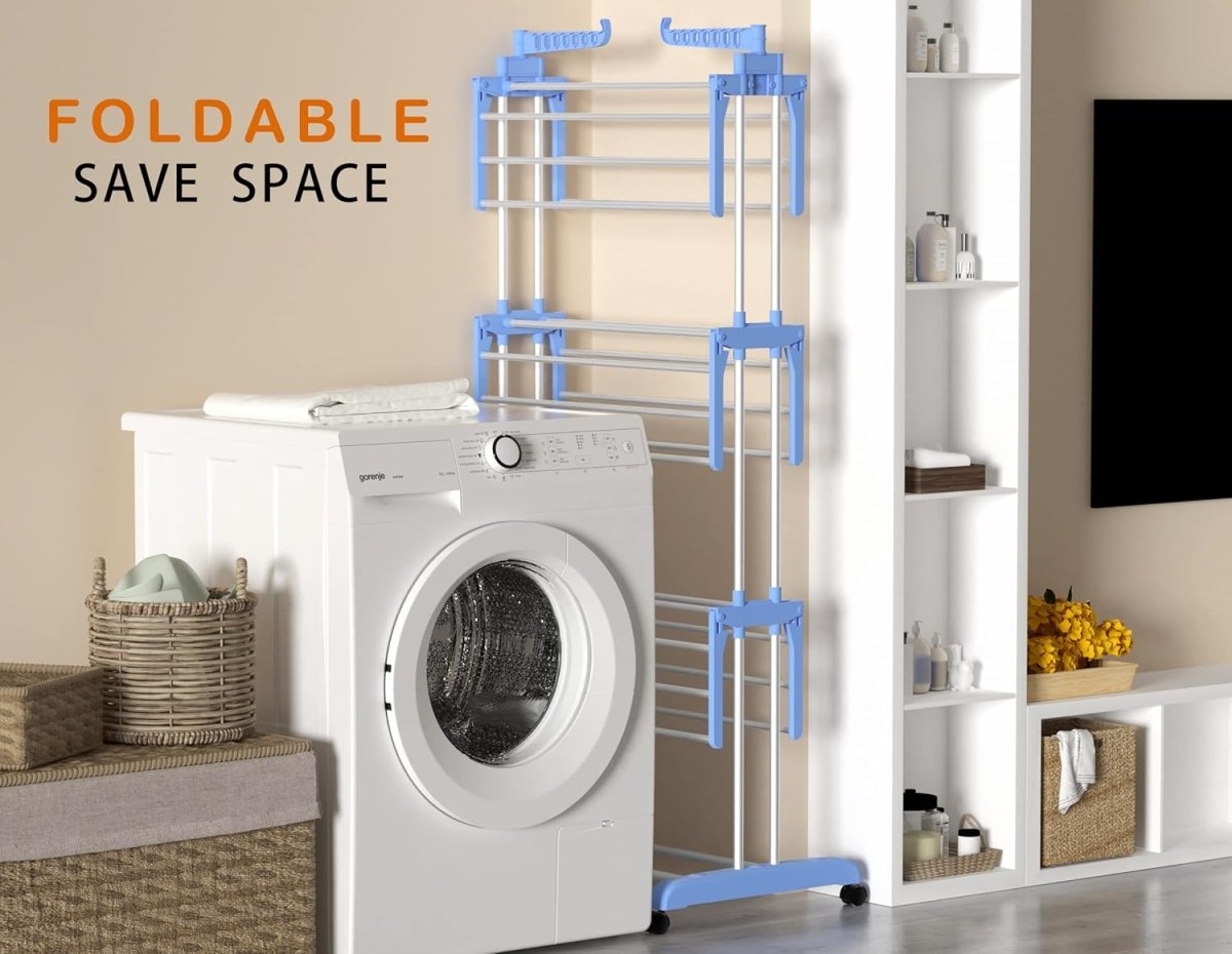 Foldable Clothes Drying Rack with Wheels | Multi-Layer Laundry Stand | Space Saving Clothes Dryer Pakistan