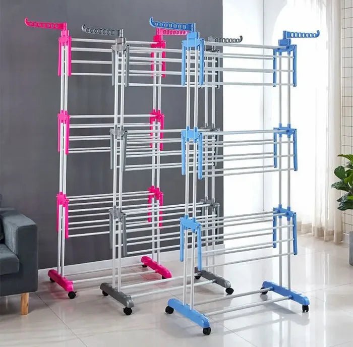 Foldable Clothes Drying Rack with Wheels | Multi-Layer Laundry Stand | Space Saving Clothes Dryer Pakistan