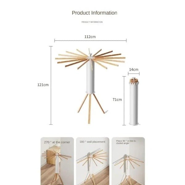 Foldable Wooden Clothes Drying Rack – Heavy Duty 16-Bar