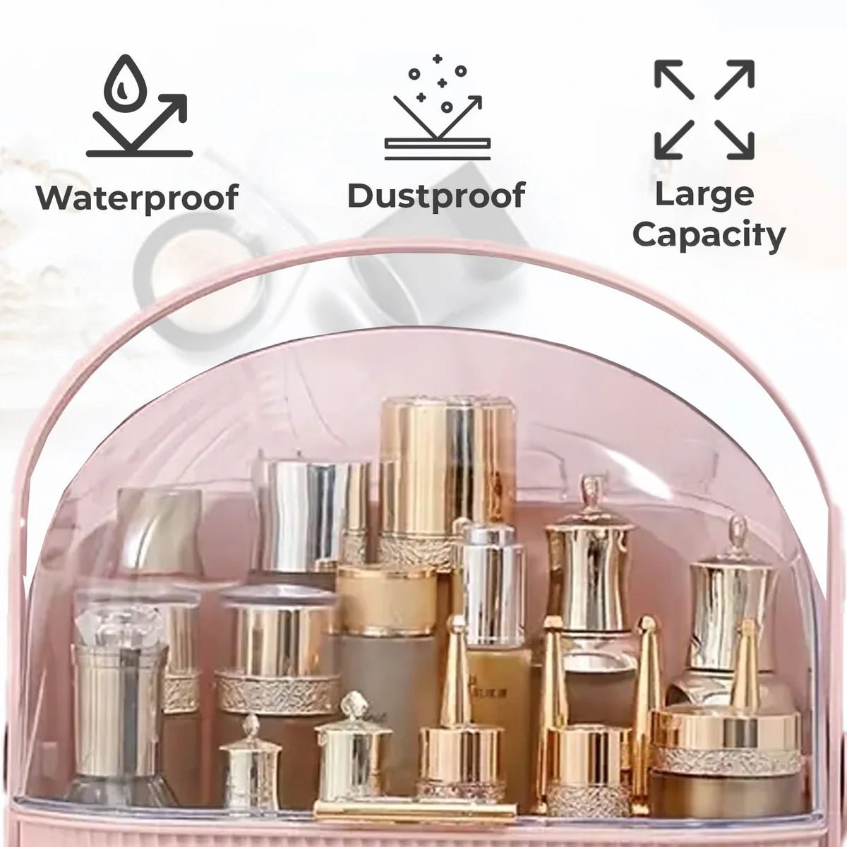 Large Capacity Makeup Organizer – Luxury Dustproof Cosmetic Storage Box with Drawers