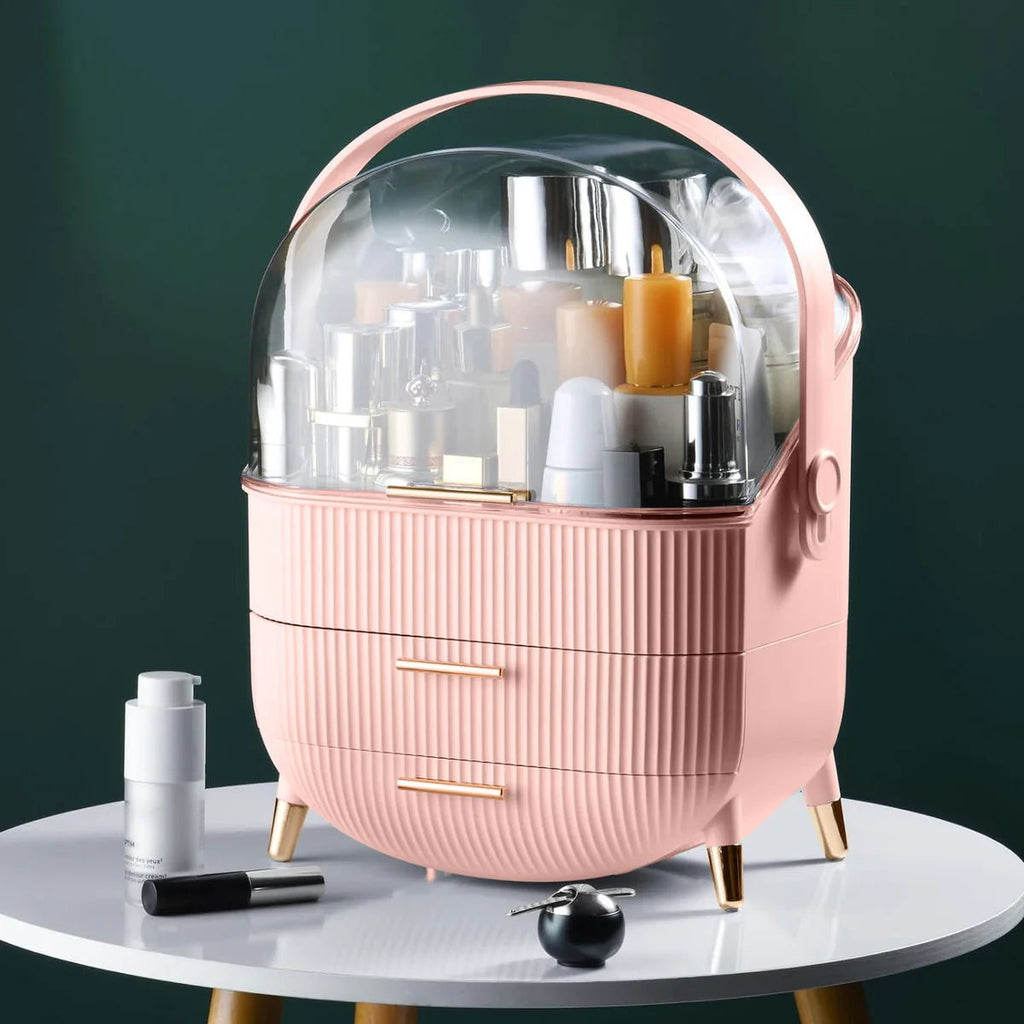 Large Capacity Makeup Organizer – Luxury Dustproof Cosmetic Storage Box with Drawers