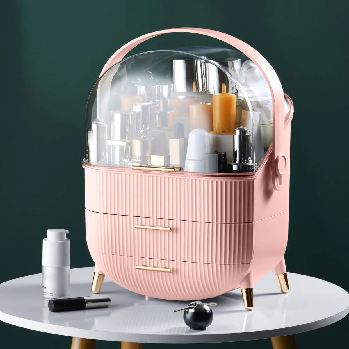 Large Capacity Makeup Organizer – Luxury Dustproof Cosmetic Storage Box with Drawers