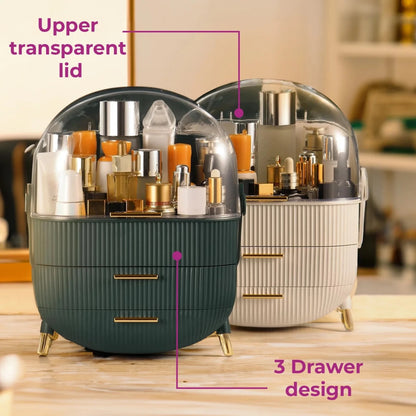Large Capacity Makeup Organizer – Luxury Dustproof Cosmetic Storage Box with Drawers